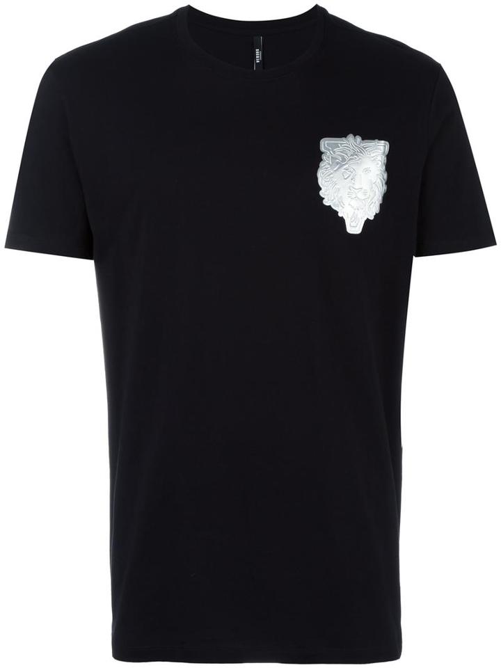 Versus Metallic Lion Print T-shirt, Men's, Size: Medium, Black, Cotton/polyester