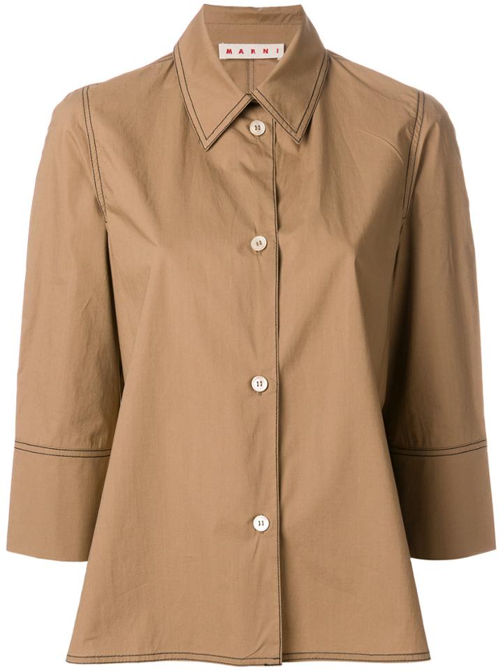 Marni Boxy Cropped Sleeve Shirt - Brown