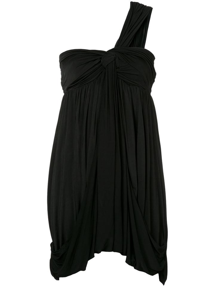 We11done One Shoulder Twisted Knot Dress - Black