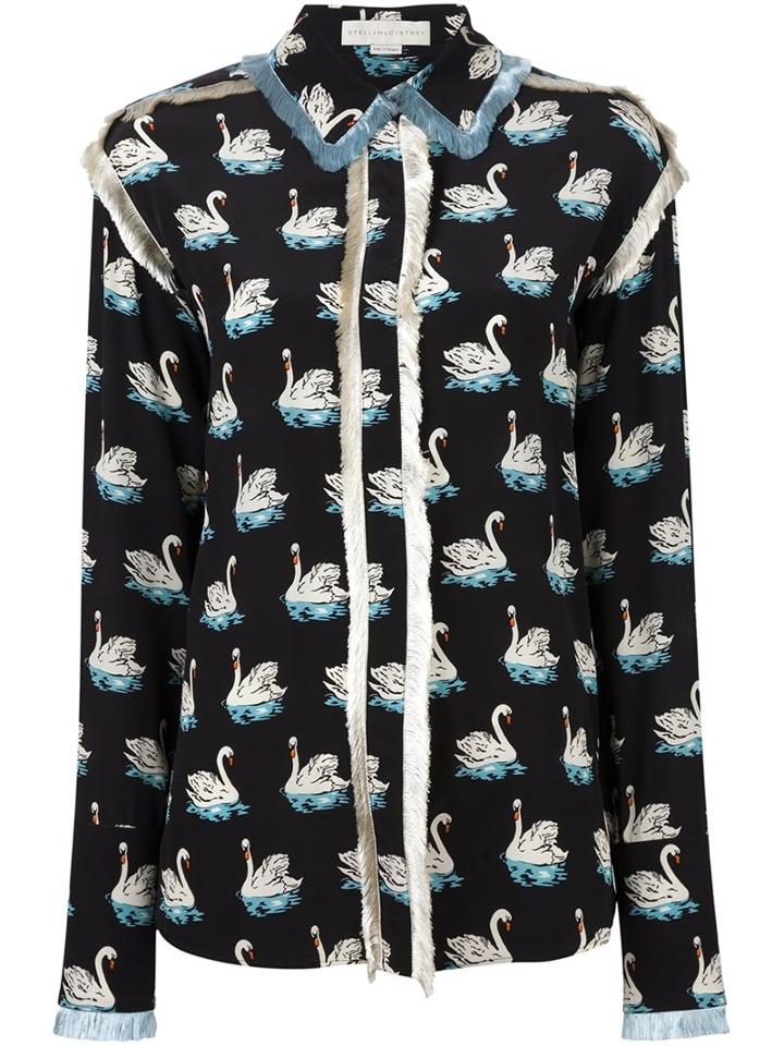 Stella Mccartney Swan Print Shirt, Women's, Size: 36, Black, Silk/acetate
