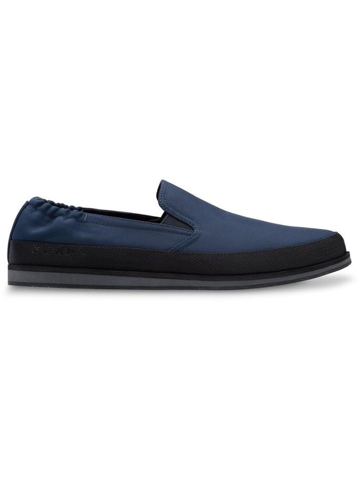 Prada Almond Toe Slip-on Sneakers - Blue