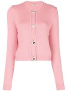 Miu Miu Embellished Button Cashmere Cardigan - Pink