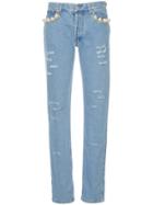 Forte Couture Pearl Embellished Jeans - Blue