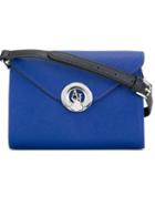 Armani Jeans Logo Emblem Shoulder Bag, Women's, Blue, Pvc
