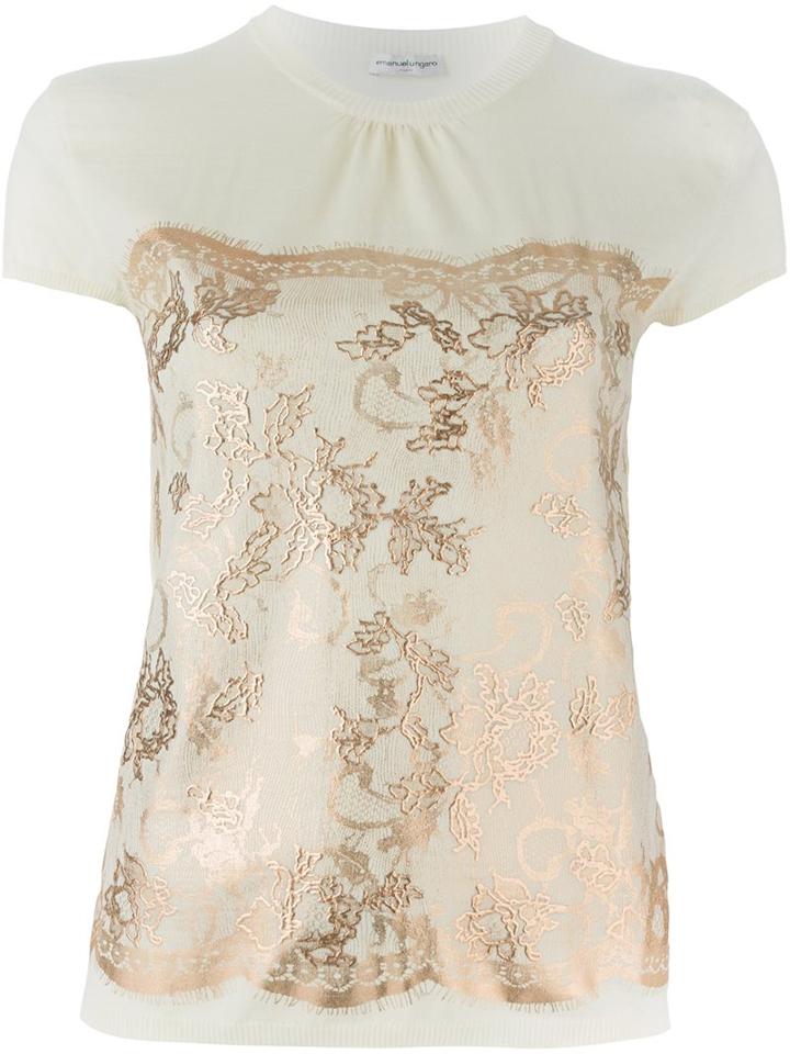 Emanuel Ungaro Lace Jacquard Top, Women's, Size: Xl, Nude/neutrals, Wool