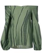 Marina Moscone Marble Stripe Off The Shoulder Blouse - Green