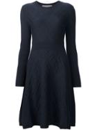 Lela Rose Jacquard Flared Dress, Women's, Size: Small, Blue, Silk/cashmere/wool