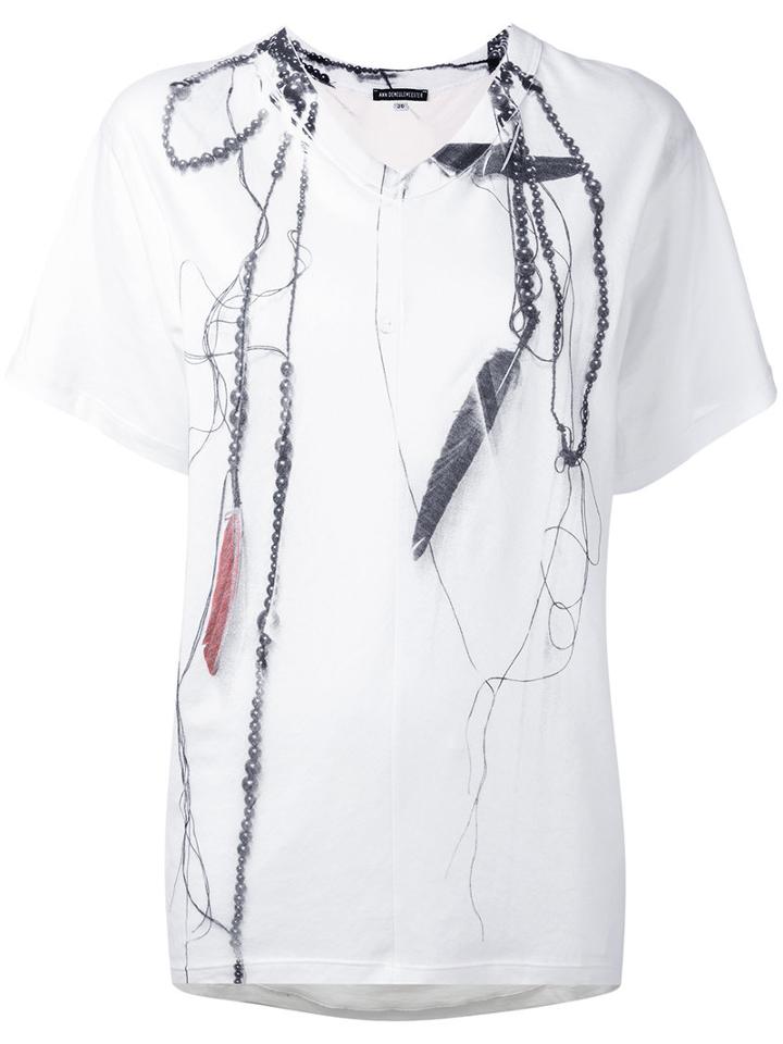 Ann Demeulemeester - Trompe L'oeil Print T-shirt - Women - Cotton - 36, White, Cotton