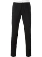 Dolce & Gabbana Contrast Waistband Trousers, Men's, Size: 46, Black, Cotton/polyamide/spandex/elastane