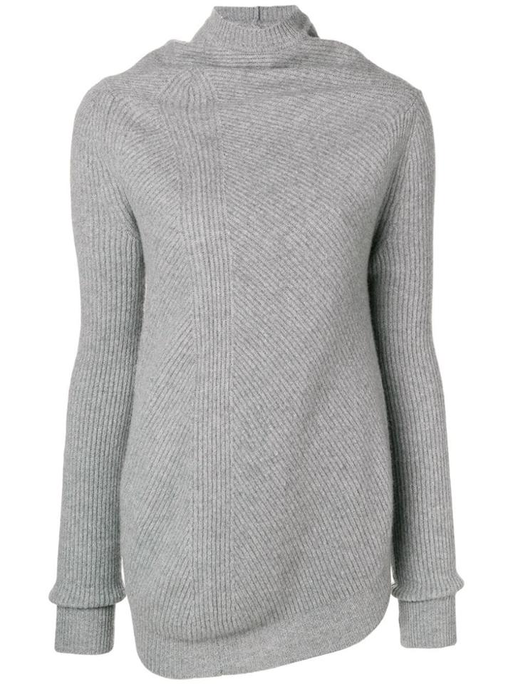 Jil Sander Asymmetric Ribbed Jumper - Grey