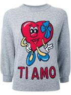 Love Moschino Ti Amo Intarsia Sweater, Women's, Size: 40, Grey, Polyamide/viscose/cashmere/wool