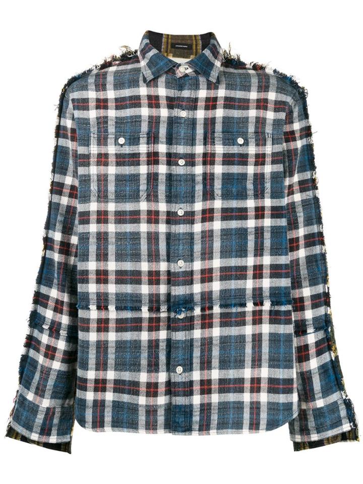 R13 Distressed Style Plaid Shirt - Blue