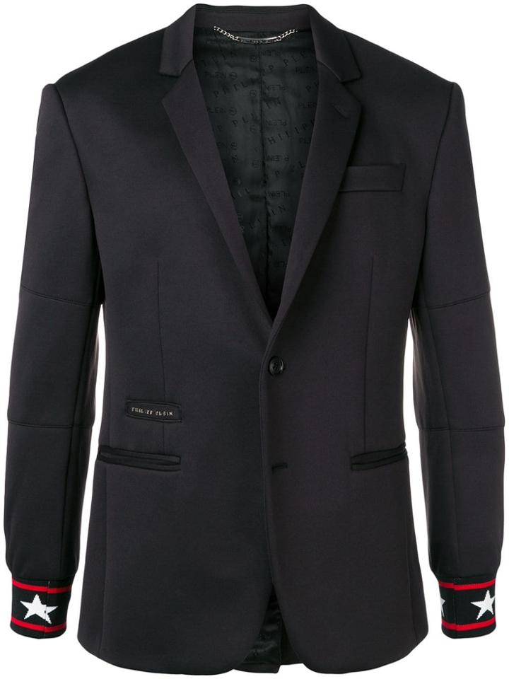Philipp Plein Star-cuff Fitted Blazer - Black