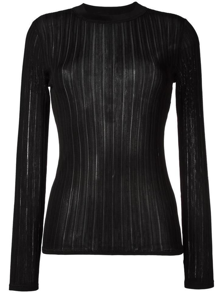 Dkny Sheer Stripe Jumper, Women's, Size: Small, Black, Viscose