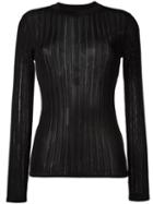 Dkny Sheer Stripe Jumper, Women's, Size: Small, Black, Viscose