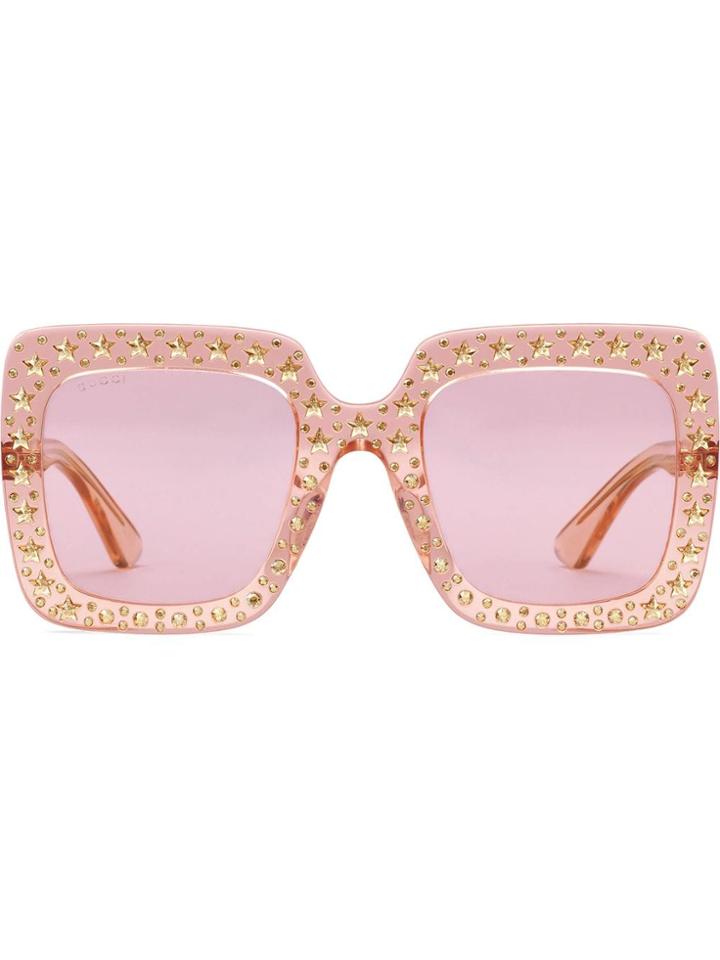 Gucci Eyewear Oversize Square Sunglasses With Crystals - Pink