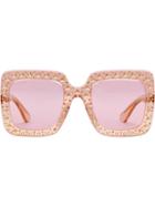 Gucci Eyewear Oversize Square Sunglasses With Crystals - Pink