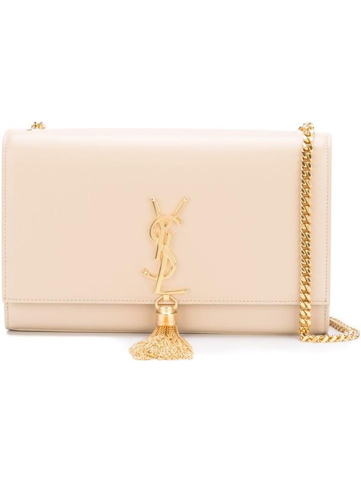 Saint Laurent 'classic Monogram' Shoulder Bag, Women's, Nude/neutrals