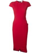 Victoria Beckham Curve Hem Fitted Dress - Red