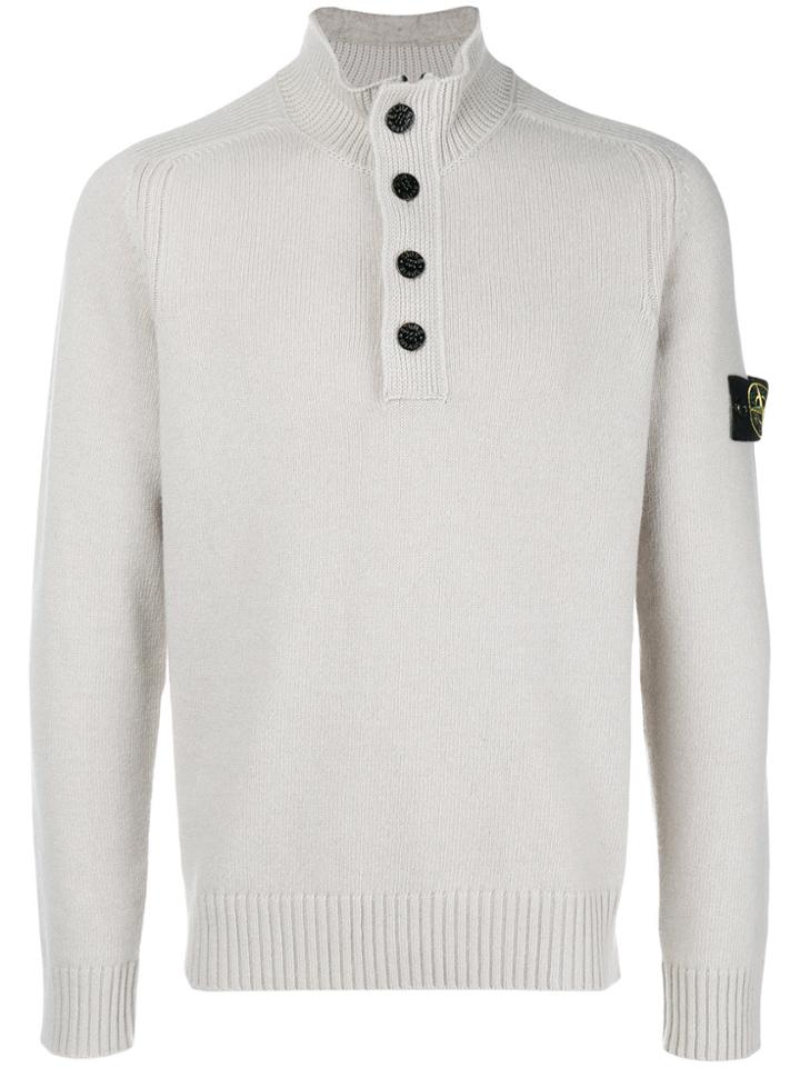 Stone Island Turtle-neck Fitted Sweater - Nude & Neutrals