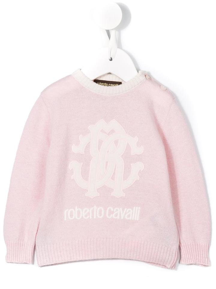 Roberto Cavalli Kids - Logo Embroidered Jumper - Kids - Polyamide/viscose/cashmere/virgin Wool - 3 Mth, Infant Girl's, Pink/purple