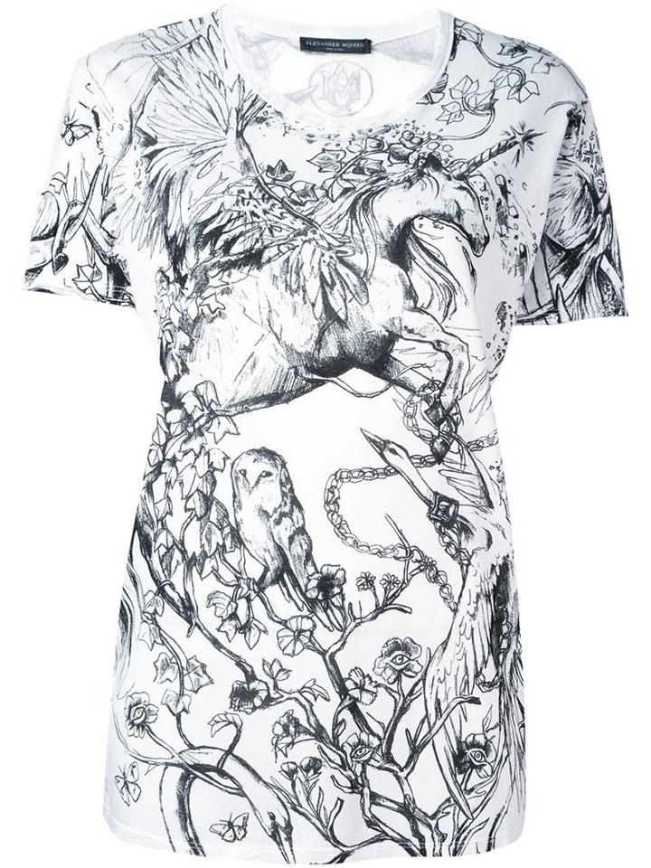 Alexander Mcqueen Unicorn Print T-shirt