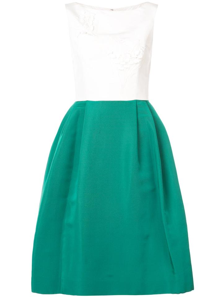 Carolina Herrera Embroidered Cocktail Dress - Green