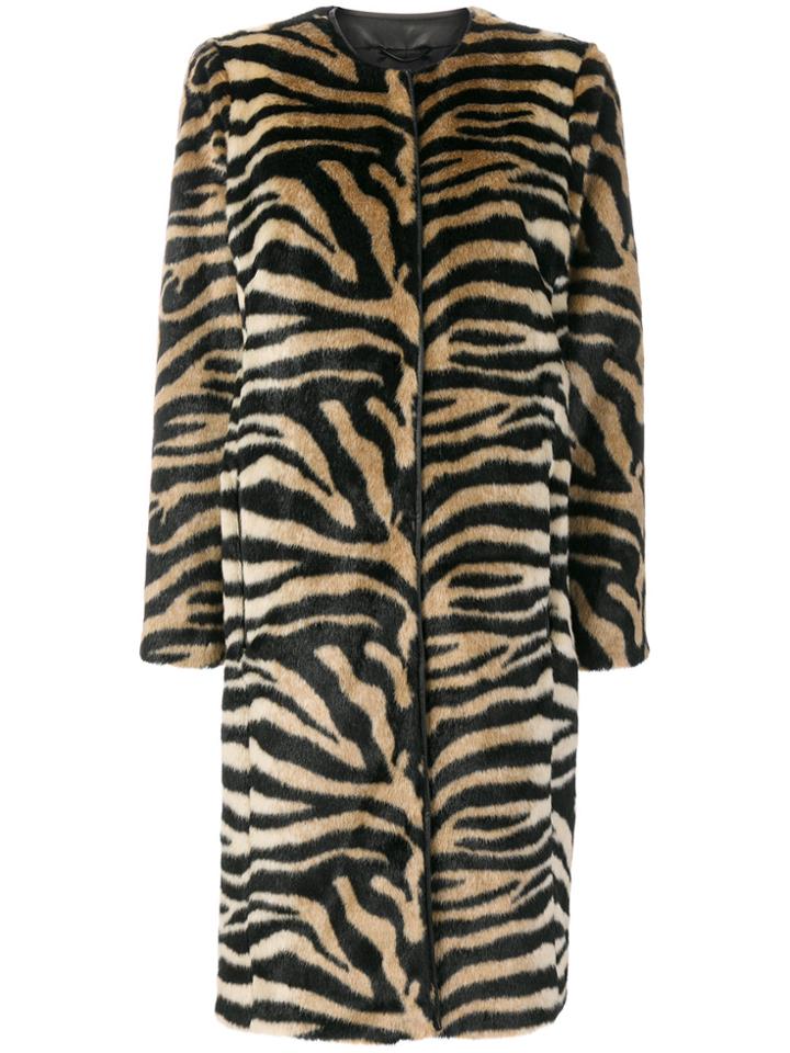 Stand Claire Round Neck Coat - Brown