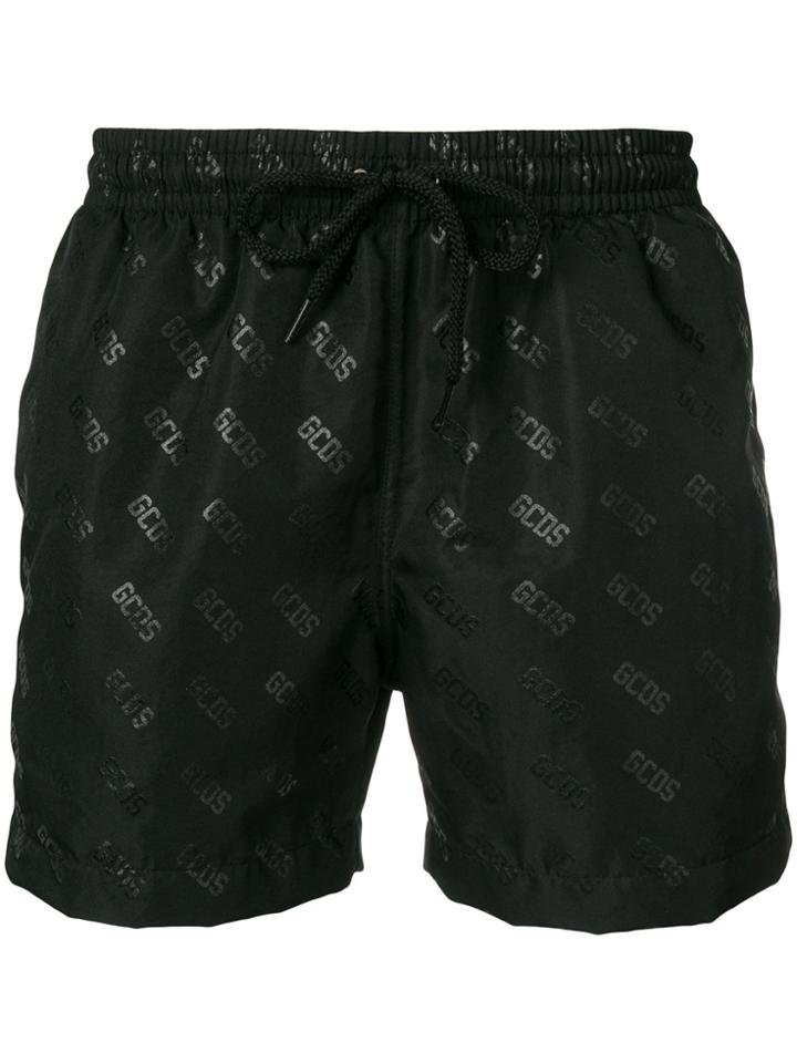 Gcds Logo Print Swims Shorts - Black