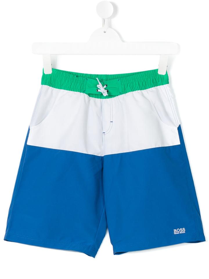 Boss Hugo Boss - Teen Colour Block Swim Shorts - Kids - Polyester - 16 Yrs, Boy's, Blue