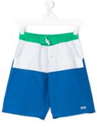 Boss Hugo Boss - Teen Colour Block Swim Shorts - Kids - Polyester - 16 Yrs, Boy's, Blue