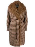 Simonetta Ravizza Shearling Checked Coat - Neutrals