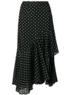 Jovonna Polka Dot Asymmetric Skirt - Black