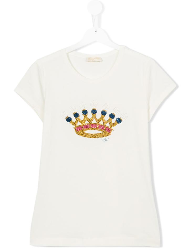 Monnalisa Crown Detail T-shirt, Girl's, Size: 15 Yrs, Nude/neutrals