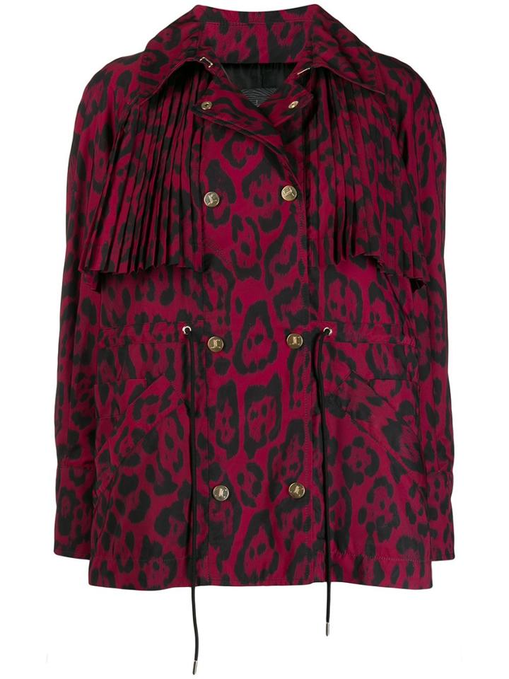 Just Cavalli Leopard Print Pleat Jacket - Red
