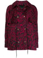 Just Cavalli Leopard Print Pleat Jacket - Red