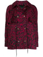 Just Cavalli Leopard Print Pleat Jacket - Red