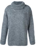 Saint Laurent Distressed Roll Neck Jumper, Women's, Size: Medium, Grey, Polyamide/mohair/wool