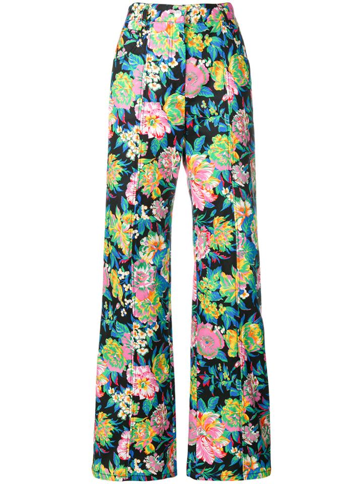Msgm Wide Leg Floral Trousers - Multicolour