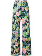 Msgm Wide Leg Floral Trousers - Multicolour