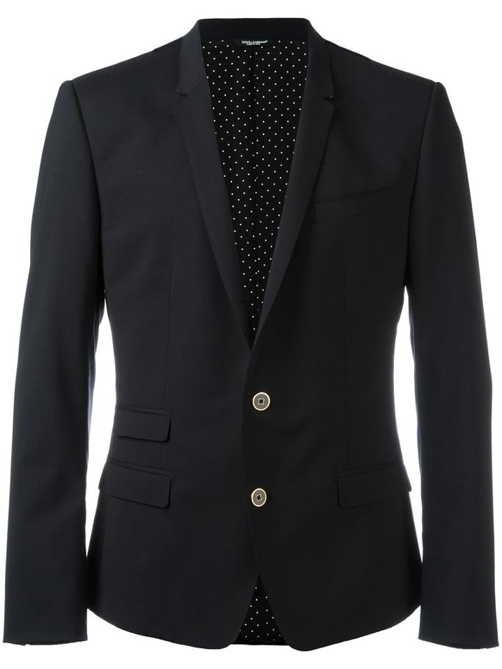 Dolce & Gabbana Single Breasted Jacket, Men's, Size: 52, Black, Cotton/virgin Wool/spandex/elastane/cupro