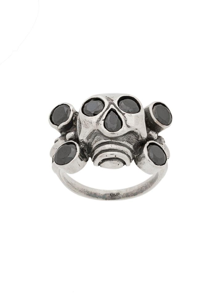Ktz Rhinestone Embellished Skull Ring - Silver