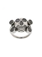 Ktz Rhinestone Embellished Skull Ring - Silver