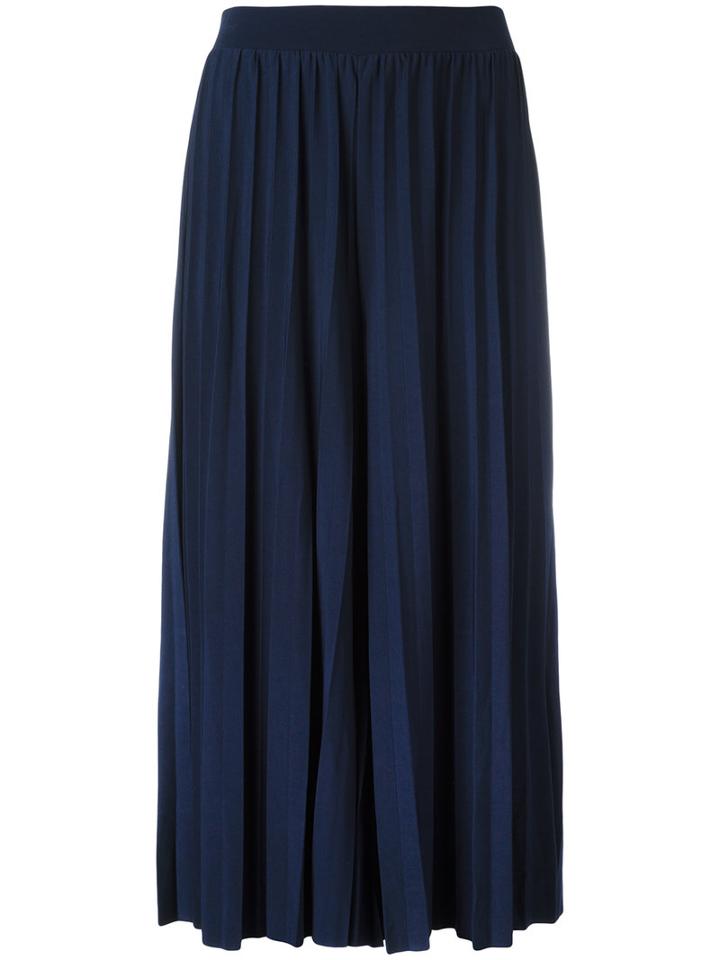 Michael Michael Kors Wide Pleated Crop Trousers, Women's, Size: Large, Blue, Polyester/spandex/elastane