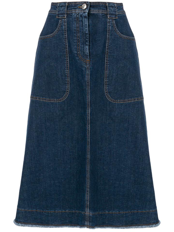 Alexa Chung A-line Denim Skirt - Blue