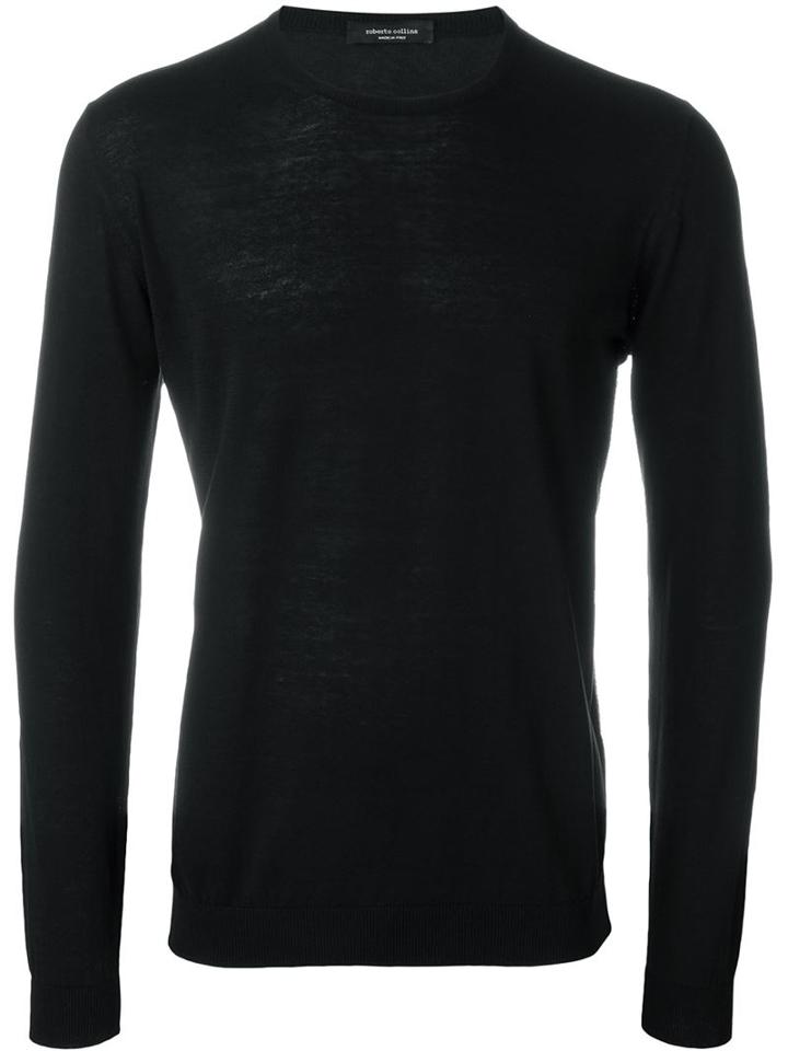 Roberto Collina Crew Neck Jumper, Men's, Size: 52, Black, Cotton
