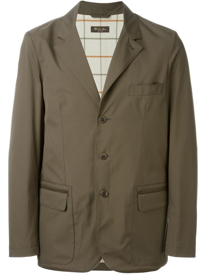 Loro Piana - Leather Trim Blazer - Men - Goat Skin/polyamide/polyester/polyurethane - M, Grey, Goat Skin/polyamide/polyester/polyurethane