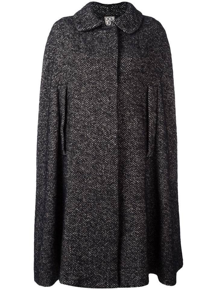 Douuod Herringbone Cape, Women's, Size: 42, Black, Acrylic/polyamide/viscose/alpaca