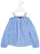 Ralph Lauren Kids Striped Off The Shoulder Blouse, Toddler Girl's, Size: 3 Yrs, Blue