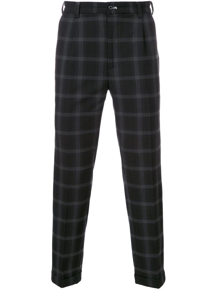 Guild Prime Checked Cropped Trousers, Men's, Size: 0, Black, Polyester